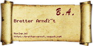 Bretter Arnót névjegykártya